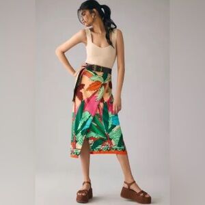 Farm Rio Farm x Anthropologie Printed Wrap Skirt Size M